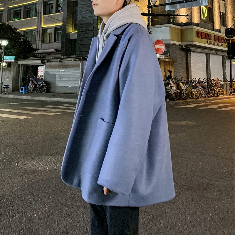 

2019 New Japanese Large Size Winter Simple Long-sleeved Men's Loose Version Korean Of The Wild Plus Cashmere Casual Suit
