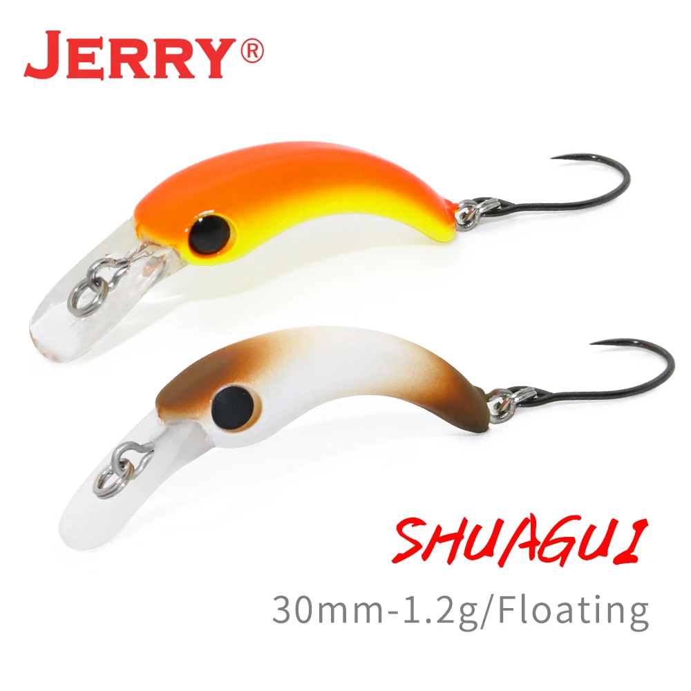 Jerry Shuagui Ultralight Spinning Single Hook Wobbler Жесткая приманка 1 2 г 30 мм Micro Plug Floating Crankbait Форель