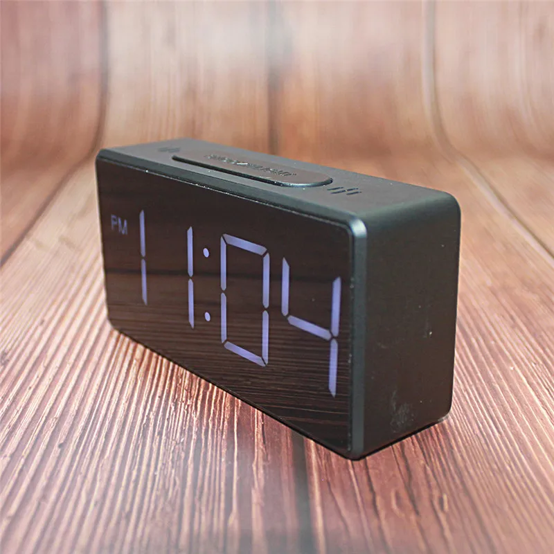 СВЕТОДИОДНЫЙ цифровой зеркальный будильник с USB для детей, умные часы с дисплеем, температурный календарь, функция повтора, Настольный будильник