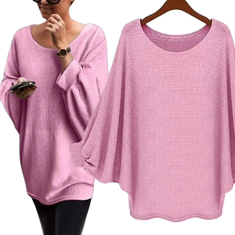 

Women Sweatshirts Autumn Solid Color Oversized Batwing Sleeve Sweater Long Sleeve Pullover