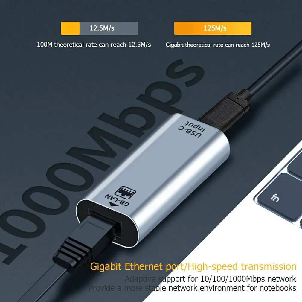 USB Ethernet Adapter Type C Network Card To 1000Mbps For MacBook Pro Switch RJ45 Lan | Компьютеры и офис