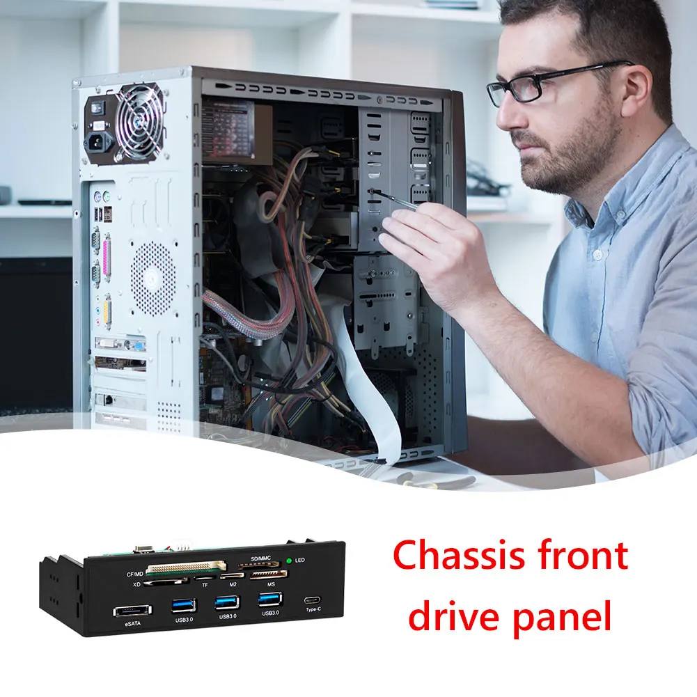 

Port Internal Card Reader PC Front Panel Audio 5.25 inch USB 3.0 Hub Multi Port Card Reader Panel Docking Station for PC