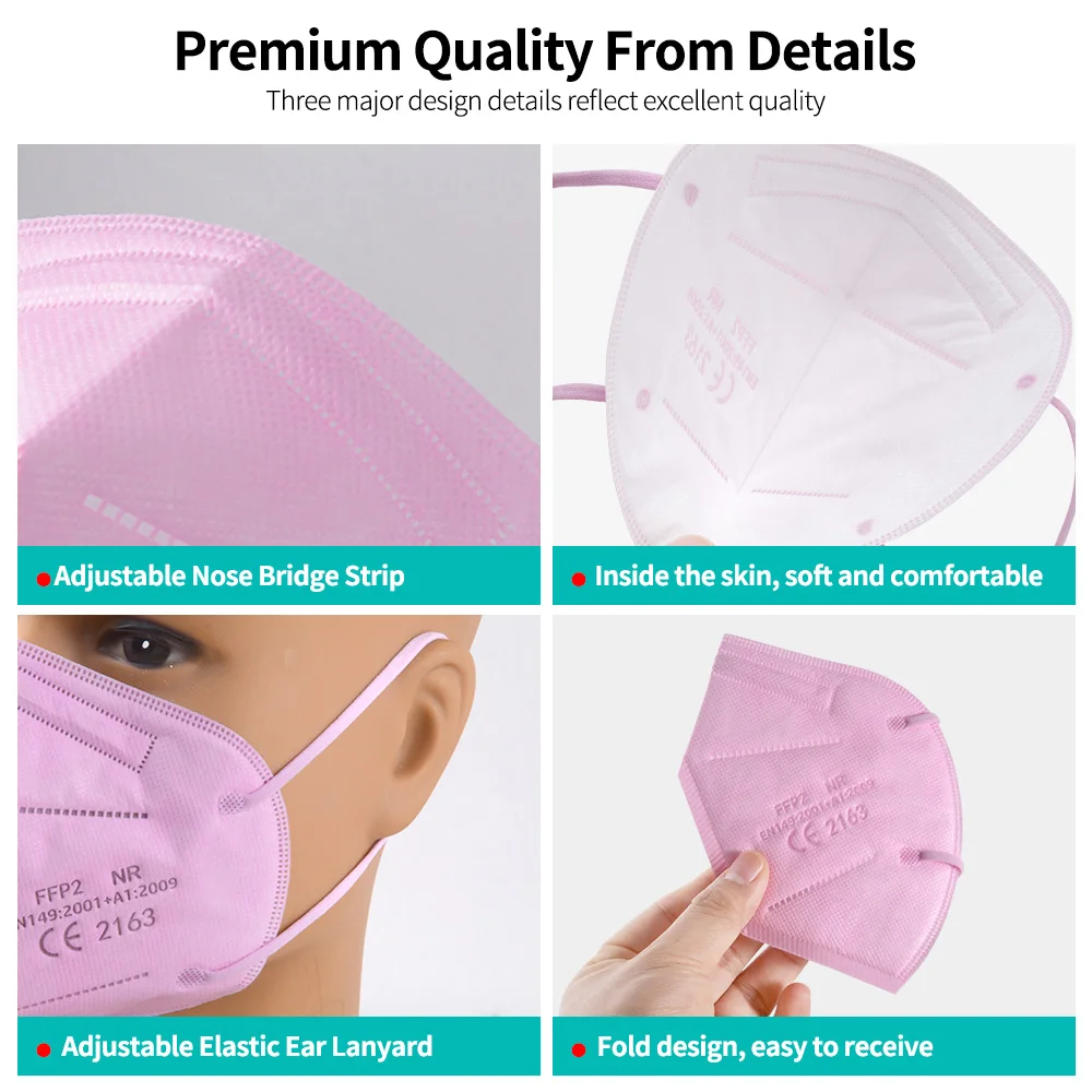 Маска для лица Mascarilla FFP2 KN95 с фильтром 5 слоев CE многоразовая FFP2Mask черная маска FFPP2