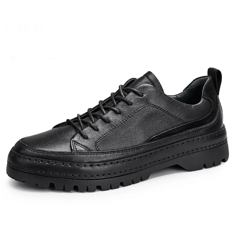 

Genuine Leather Lace-up Breathable Men Casual Shoes Leisure Shoes Handmade Comfortable British Men Shoes Cowhide Spring Summer