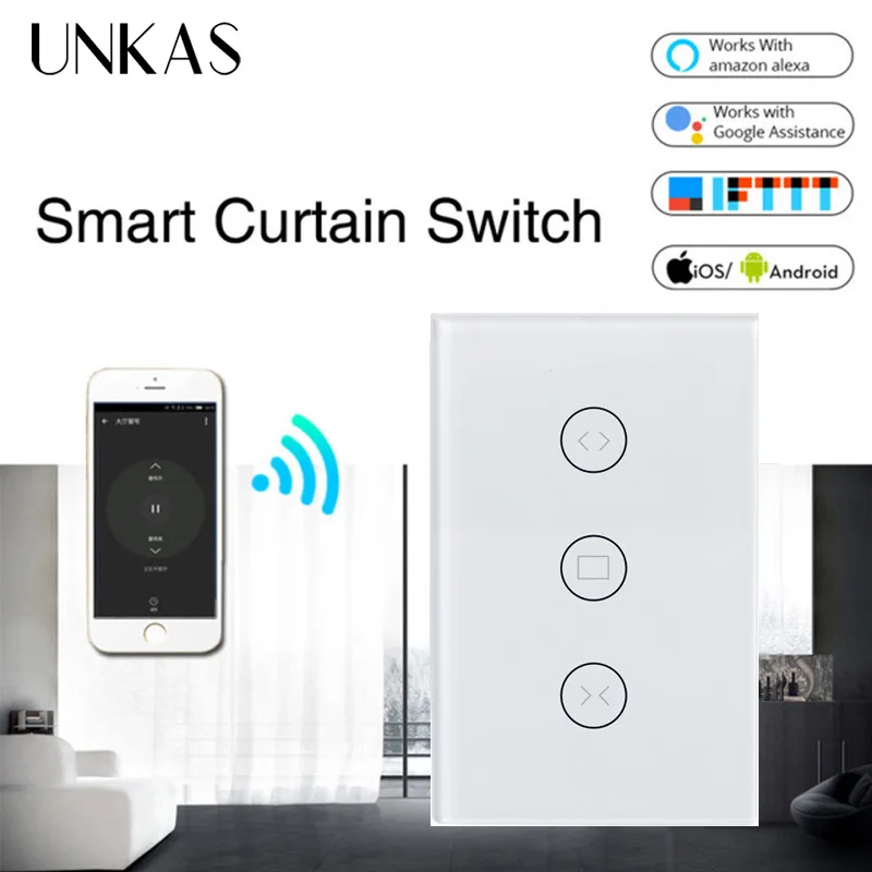 UNKAS Tuya Smart Life WiFi переключатель для электрического моторизованного занавеса