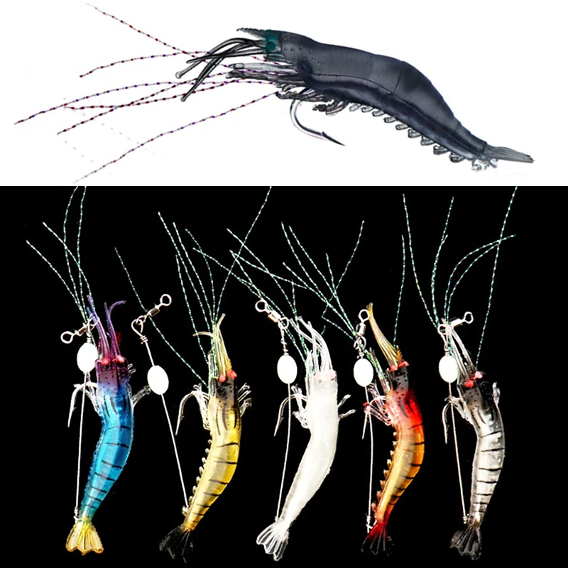 1 шт. светящиеся бионические мягкие рыболовные приманки с креветками 7 5 см г