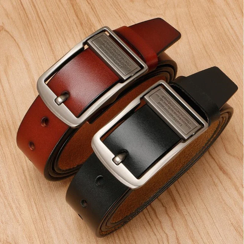 

Real Cowhide Genuine Leather Belts for Man 2021 Luxury Brand High Quality Men Casual Pin Buckle Belt Jeans Waist Strap Male B501