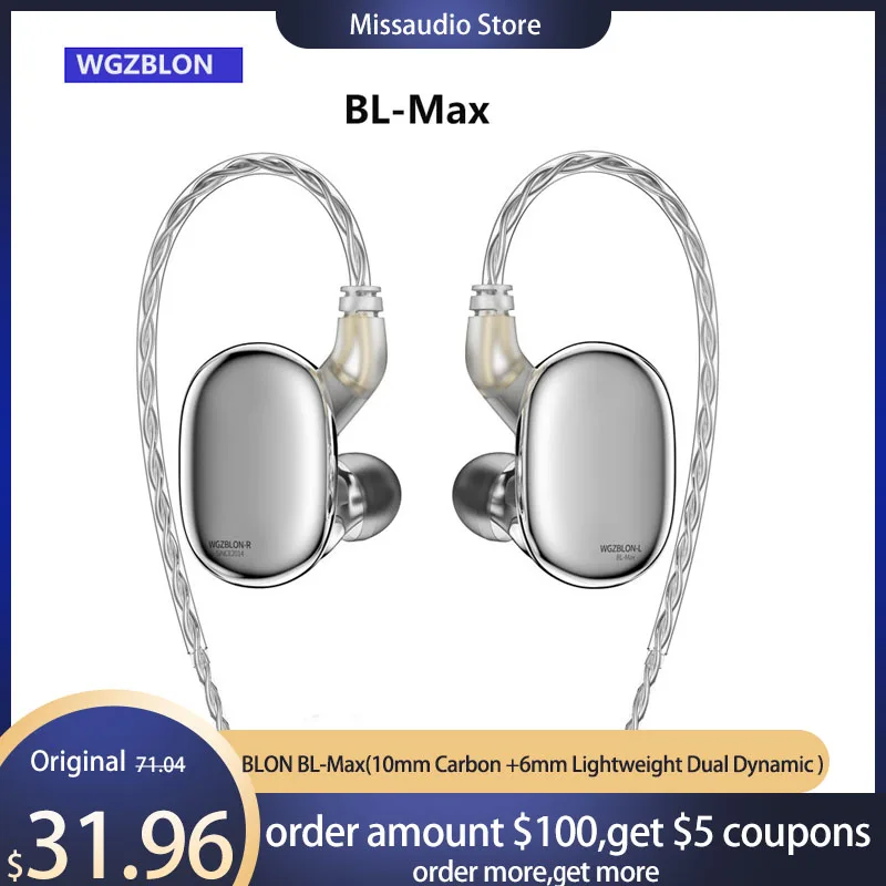 

Наушники BLON BL-Max 10 мм карбоновые + 6 мм легкие Проводные Hi-Fi наушники с двойным динамическим драйвером гарнитура наушники монитор blon max bl03