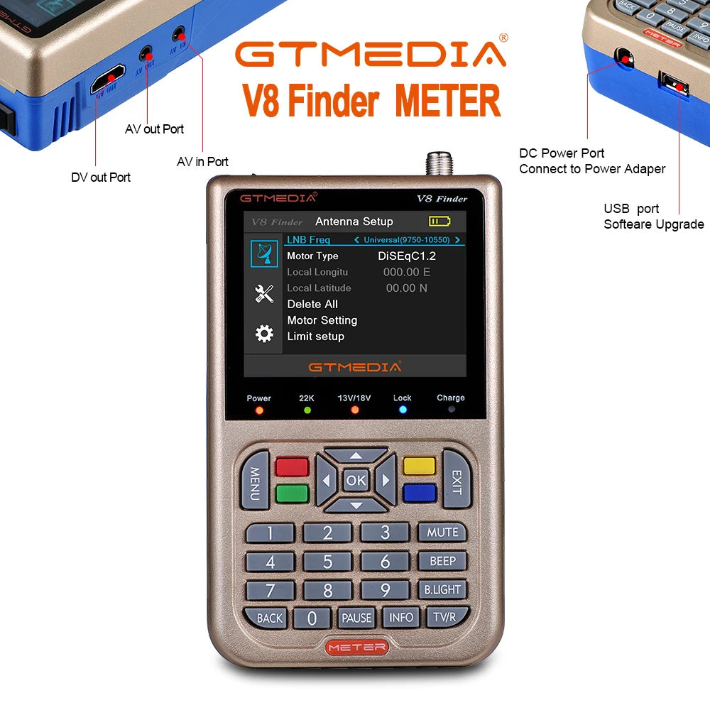 GTMEDIA V8 FINDER METER спутниковый Finder HD 1080P satfinder DVB-S2/S2X поддержка спектра ACM +