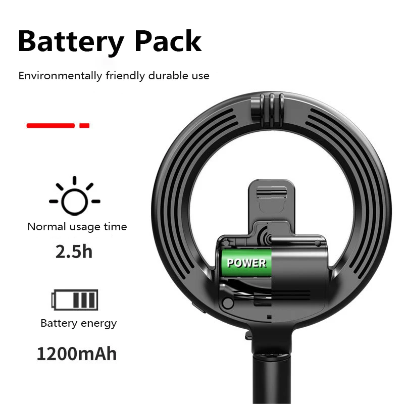 

Wireless Bluetooth Selfie Stick Foldable Handheld Remote Shutter Tripod With 5inch LED Ring Photography Light For Android IOS