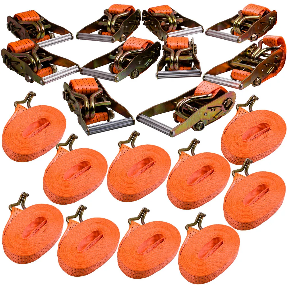 10 шт сверхмощный Храповик ремень галстук вниз трейлер метров 5 тонн 50 мм в