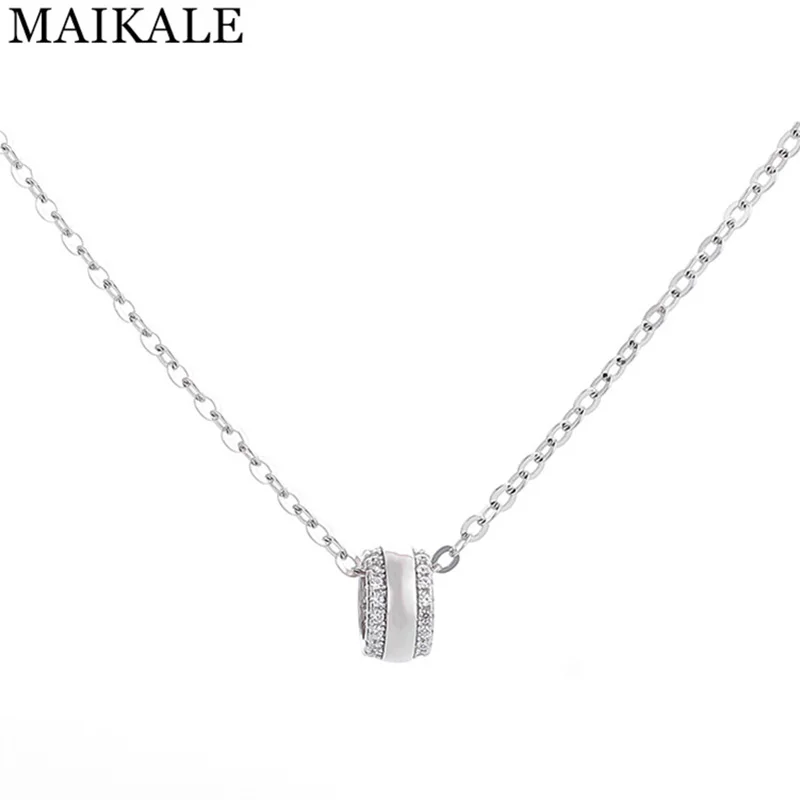 Женское ожерелье с подвеской MAIKALE из серебра 925 пробы круглым кубическим