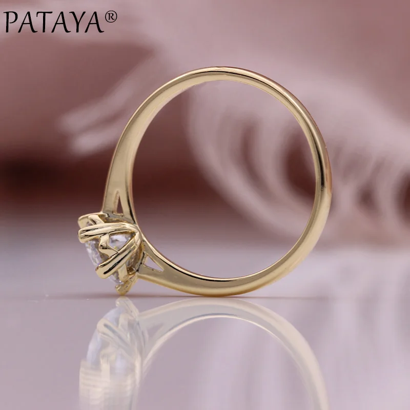 Новинка простые женские кольца PATAYA с Белым Круглым натуральным цирконом