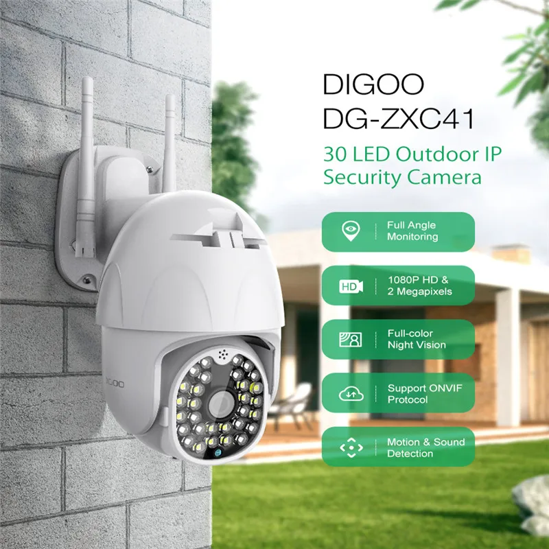 DIGOO DG-ZXC41, 1080 P, PTZ IP камера, уличная, умная, скоростная, купольная камера, беспроводная, Wifi, камера безопасности, панорамирование, 4-кратный цифровой зум, CCTV