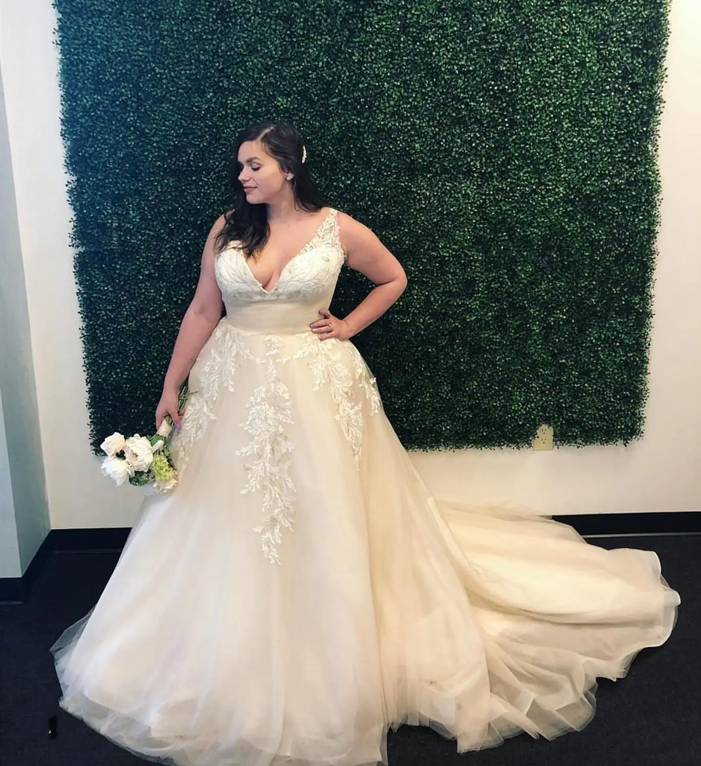 2020 размера плюс свадебное платье сексуальное v образный вырез тюль органза длина