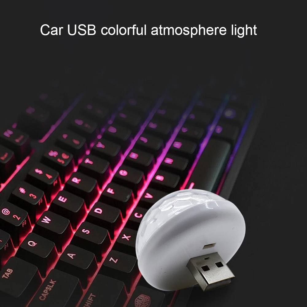 Мини USB Красочный атмосферный светильник для автомобиля вечерние DJ LED RGB