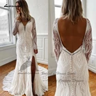 Lakshmigown пикантное кружевное пляжное свадебное платье в стиле бохо 2022 Robe Mariee шикарные свадебные платья в Богемном Стиле Русалка С Боковым Разрезом и открытой спиной
