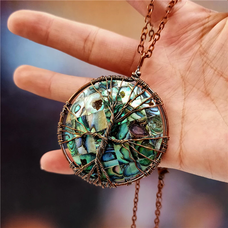 В винтажном стиле Модельные натуральным кулон в виде раковины абалона ожерелье