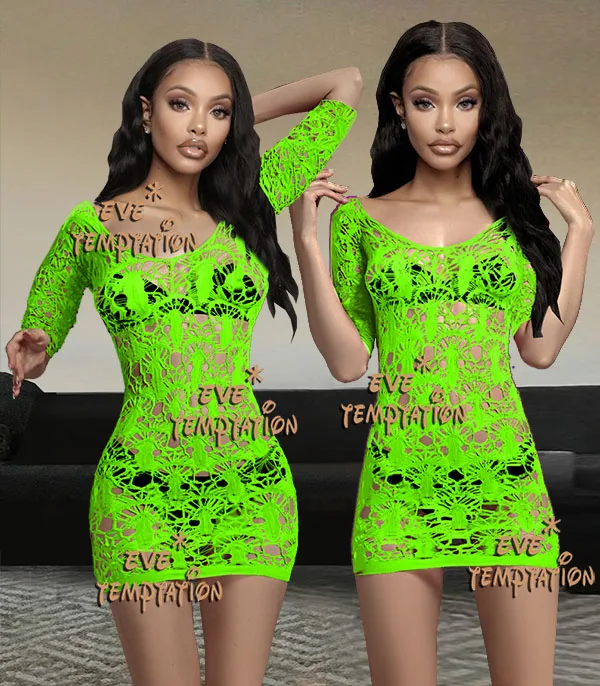 Сексуальное вязаное крючком белье в сеточку детская одежда комбинация платье