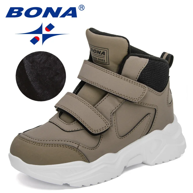 

Кроссовки BONA детские плюшевые, Классическая обувь для пешего туризма, полуботинки, дышащие, для мальчиков и девочек, зимние, 2022