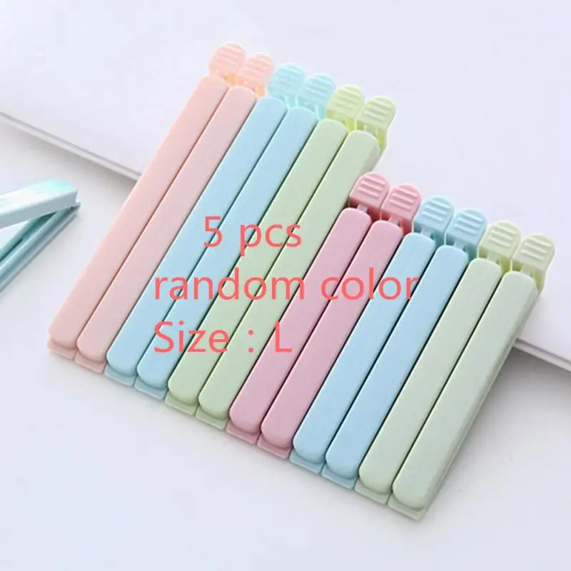 random color L 5 шт. уплотнительный зажим для пищевых продуктов, пластиковый пакет, упаковщик для закусок, сумка для хранения свежих продуктов, зажимы для кухонных инструментов, аксессуары, уплотнительный зажим для пищевых продуктов - Цвет: random color L
