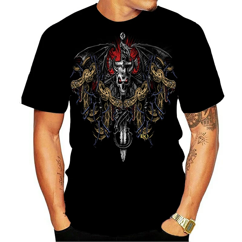 Ужасная футболка черепа футболки 3D Для мужчин с рисунками из мультфильмов