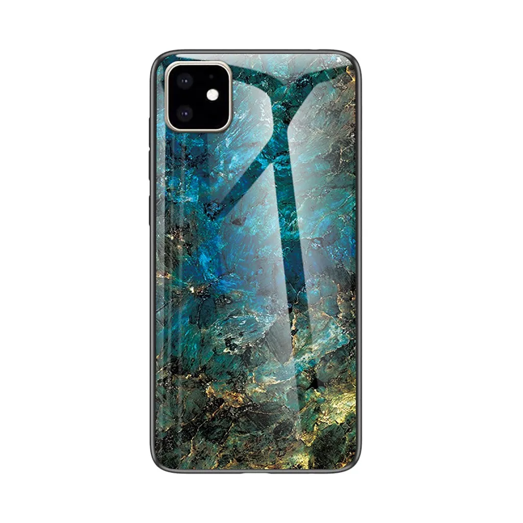 Чехол Carprie из витражного стекла для iPhone 11/11 Pro/11 Pro Max глянцевый мраморный мягкий