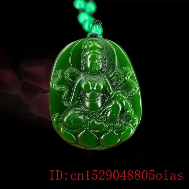 Зеленый нефрит Гуаньинь кулон ювелирные изделия жадеит буддизм ожерелье Подарки