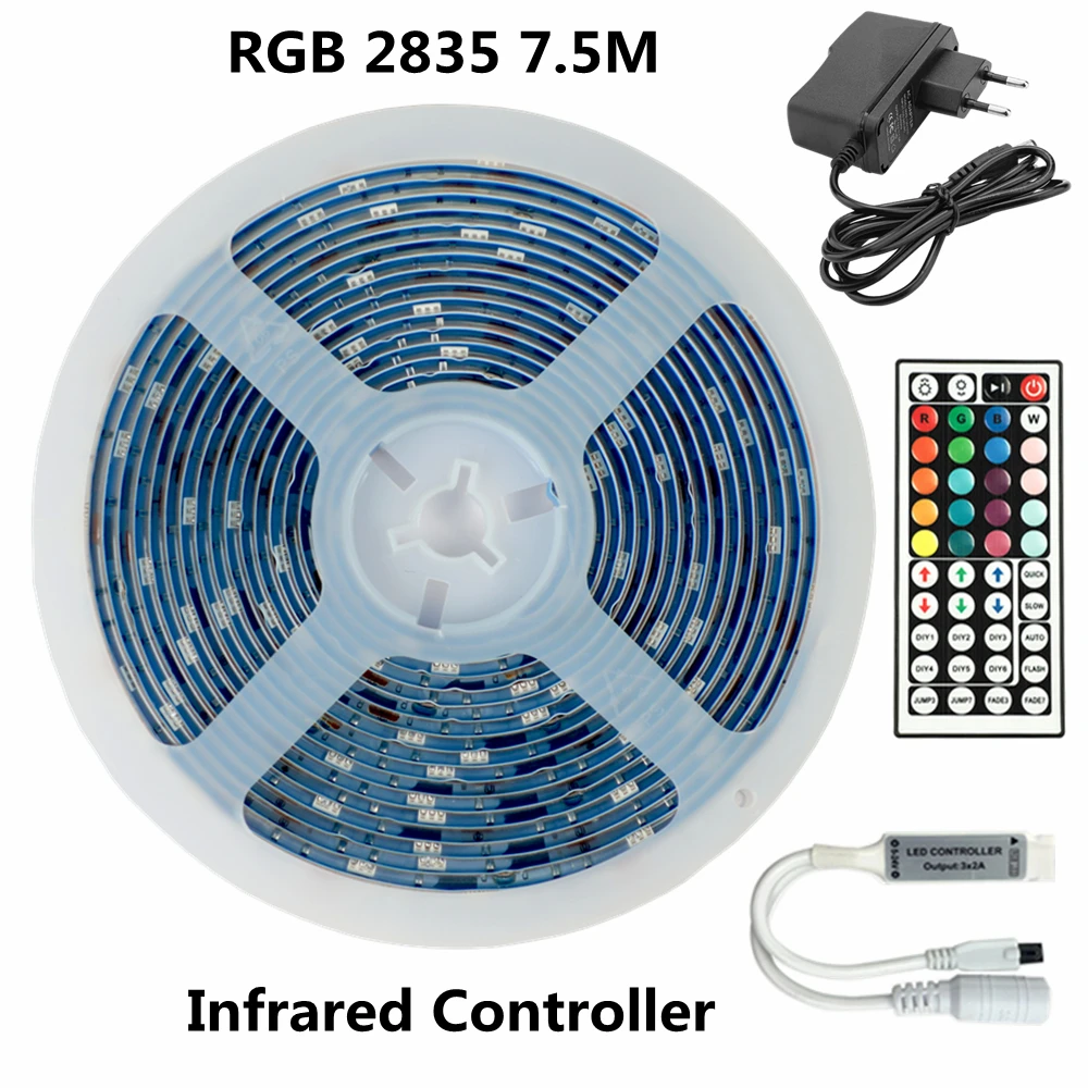 

Infrared Controller LED Lights Strip RGB 2835 EU PLUG 7.5M Non Waterproof Night Background Decoration Flexible Luminous In Home