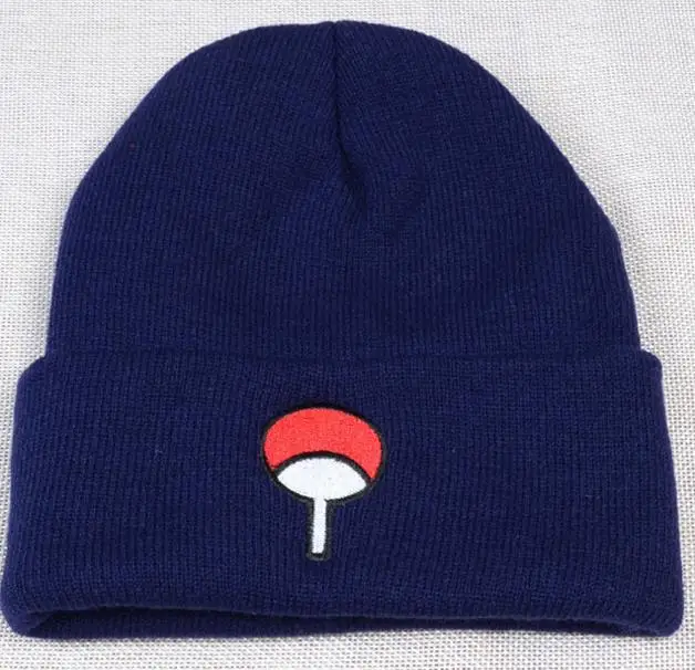 Синий Модные теплые Аниме Наруто семья Uchiha значок логотип вышивка зимние skullies шапочки хип хоп для женщин мужчин черная Лыжная шапка - Цвет: Синий