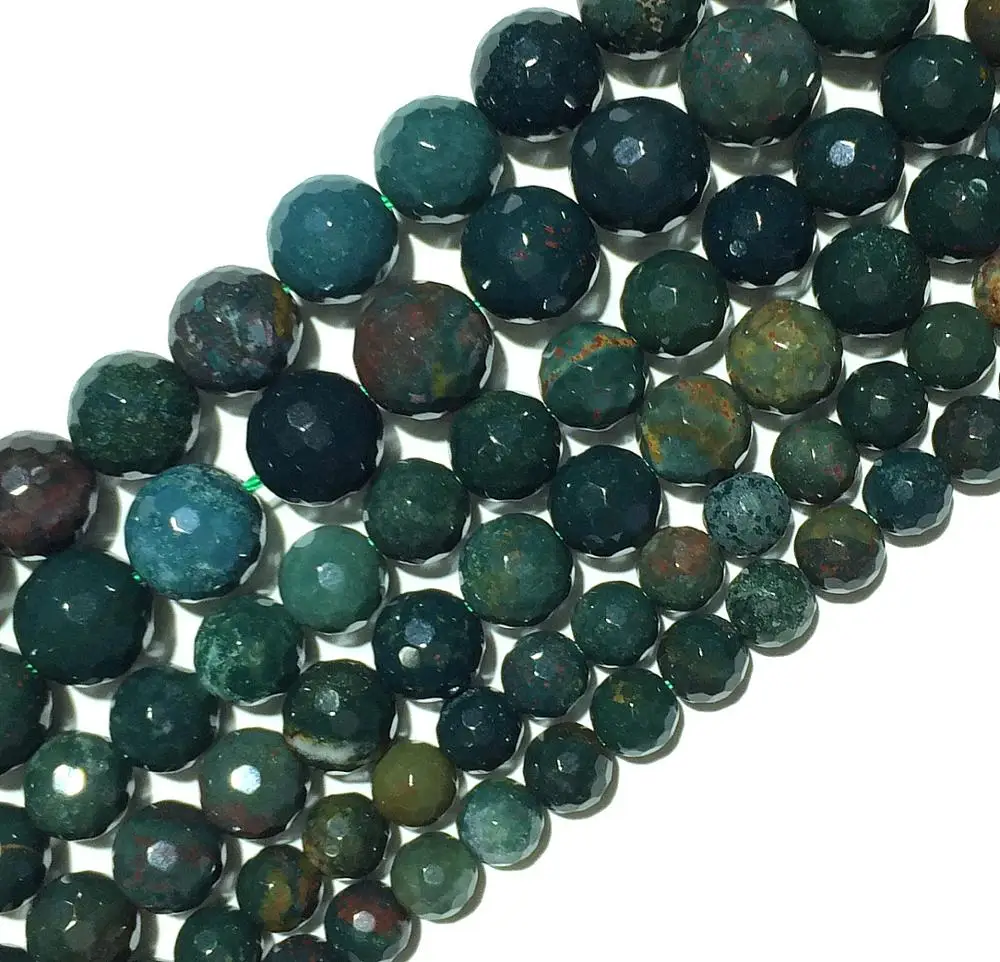 

Bloodstone Natural Stone Faceted Round Loose Beads Healing Energy Gemstone Jewelry Making DIY Bracelet Necklace 4 6 8 10 12mm