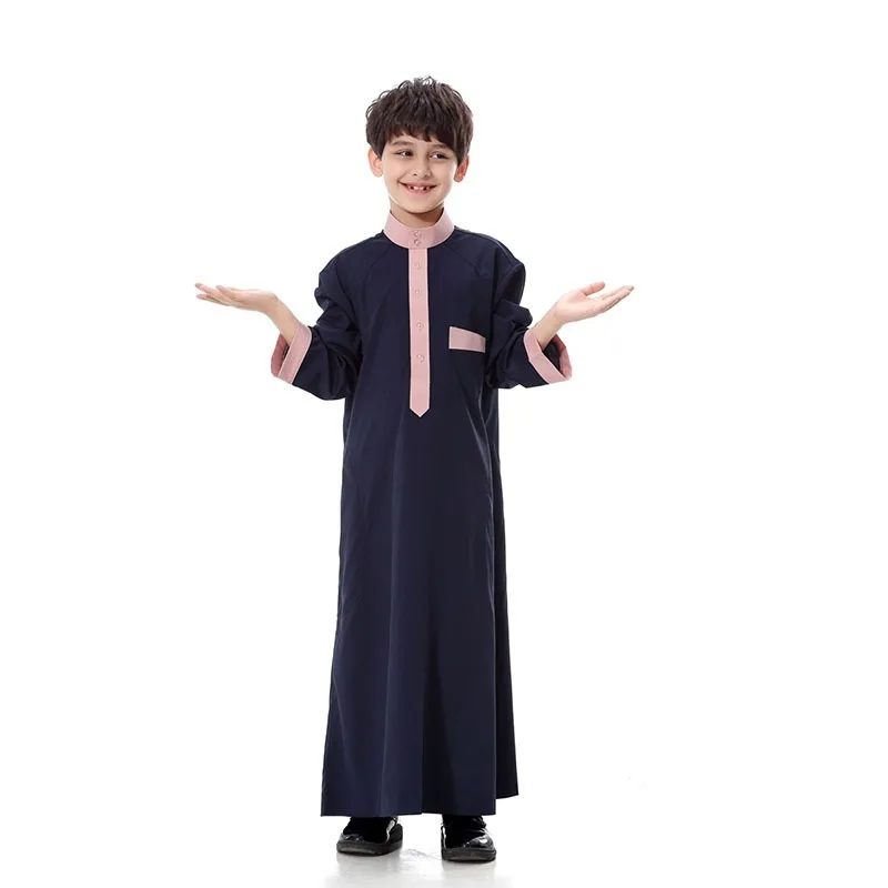 Kurta Islamic Arab Clothing Children Abaya Thobe Loose Kaftan Arab Kids Long Kaftan Islamic Children round collar Robe clothes