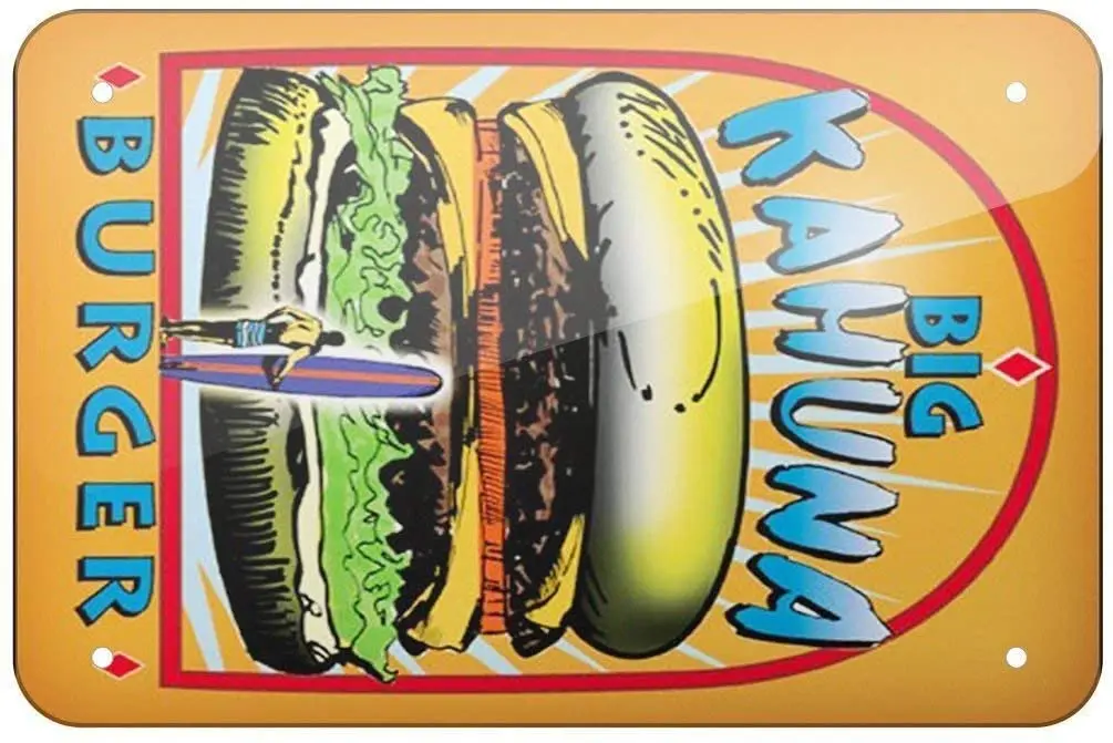 

Металлический жестяной знак Stevenca, большой гамбургер Kahuna, криминальная литература, большой металлический алюминиевый знак для украшения ст...