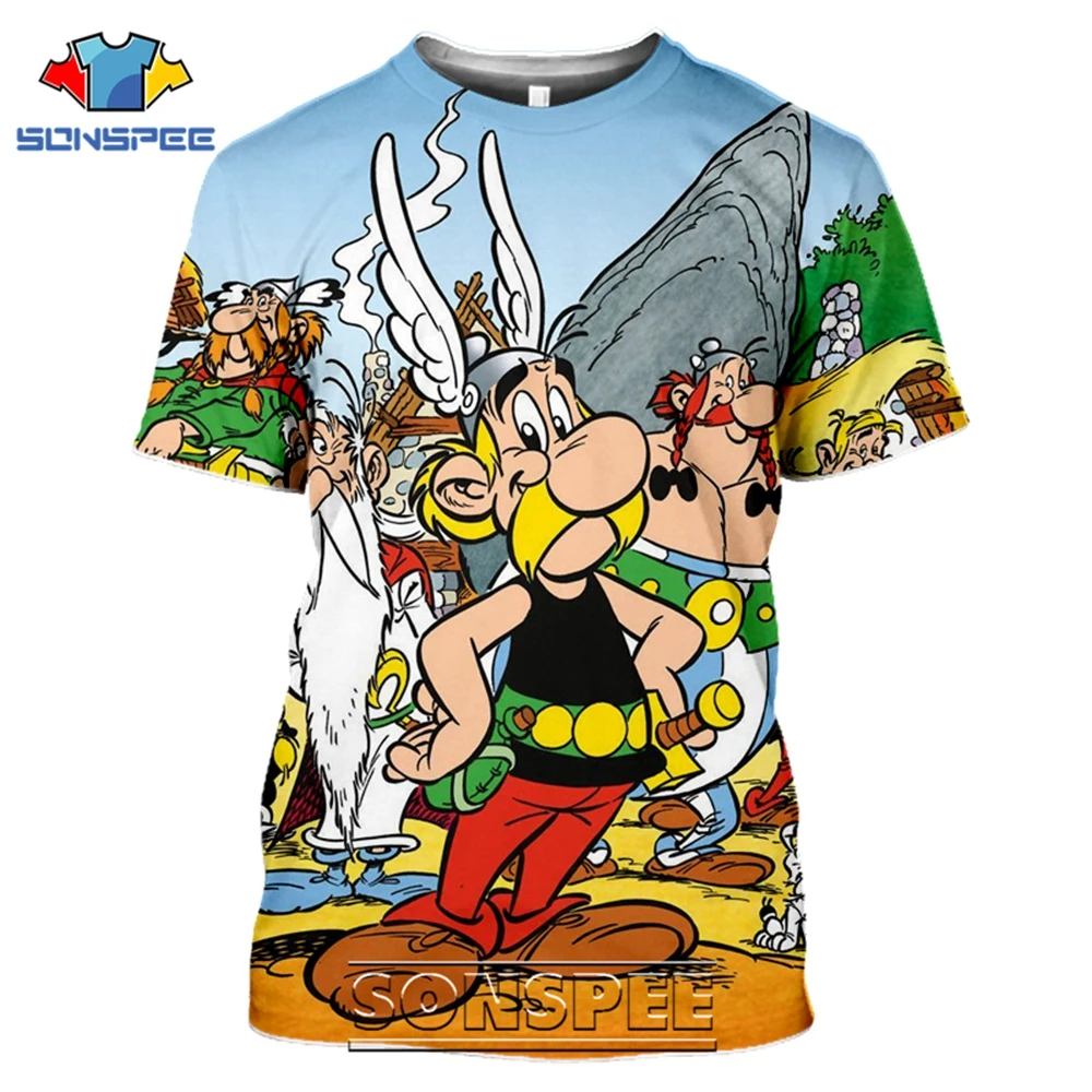 Футболки SONSPEE с 3D принтом Asterix и Obelix для мужчин женщин Повседневная Уличная одежда