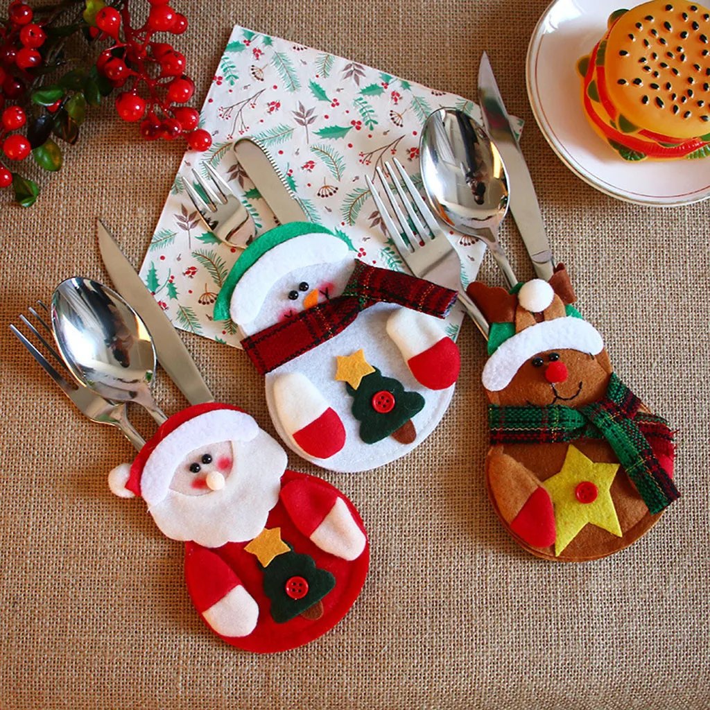 

Christmas Xmas Decor Santa Kitchen Tableware Holder Pocket Dinner Tableware Storage Bags Table Layout Supplies navidad 2022