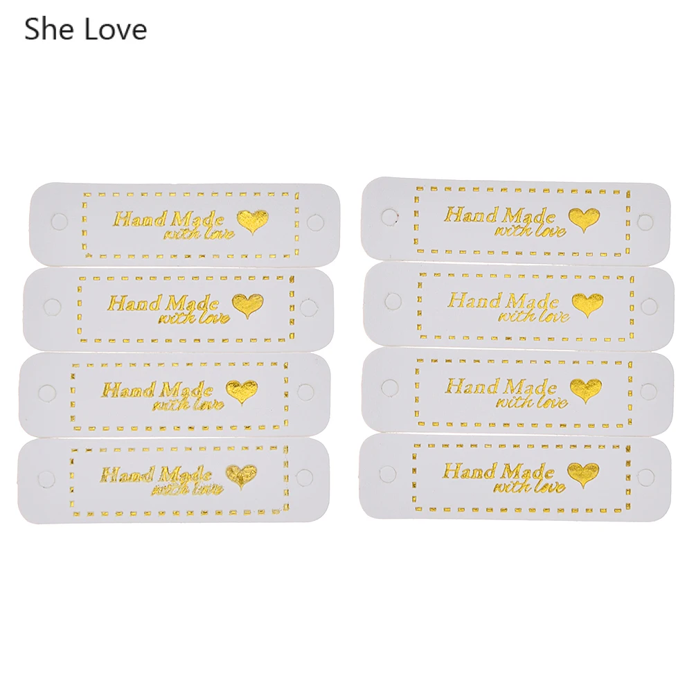 8pcs white gold She Love 8 24 шт./лот из искусственной кожи этикетки Diy ручной работы одежда метки одежды для джинсов сумки обувь Швейные материалы - Цвет: 8pcs white gold