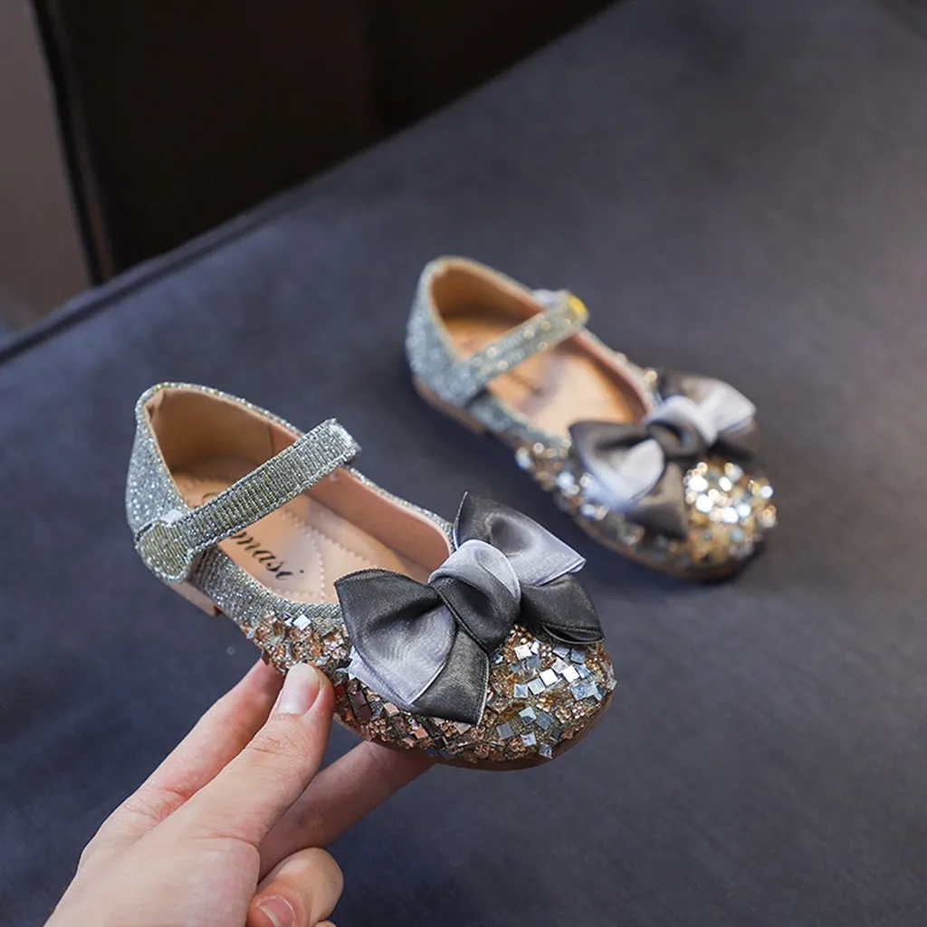 Children Kids Sandals Baby Girls Shoes Bowknot Sequins Crystal Bling Single Princess Dance Casual Детская Обувь Melissa | одежда и