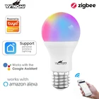 Умсветильник лампа YANDHI Zigbee, светодиодная лампа с Wi-Fi, E27, RGB + W + C, работает с AlexaGoogle Home, с функцией таймера, 10 Вт