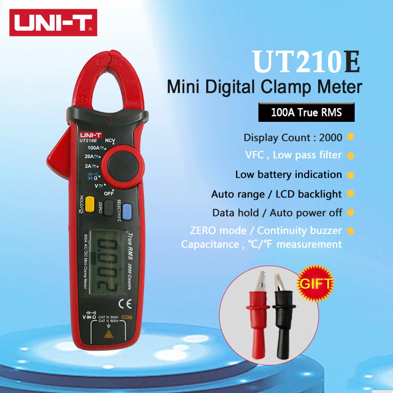 UNI T UT210A UT210B UT210C UT210D UT210E мини Цифровые токовые клещи RMS Авто Диапазон VFC постоянной