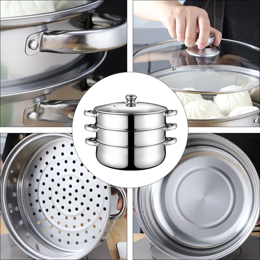 

Stainless Steel Stockpot for Home (Tree-Layer, Super Thick-28cm)