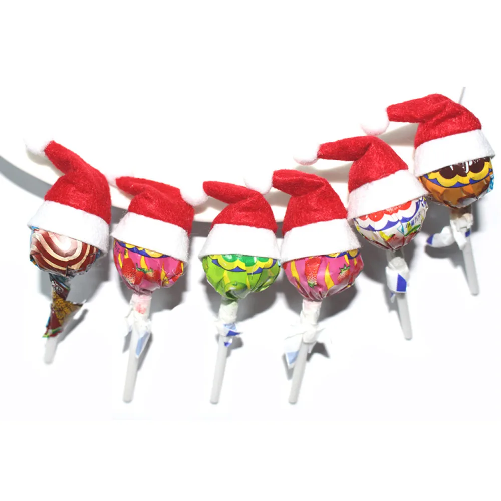 6 шт. мини рождественские шляпы декор для леденцов маленький леденец креативные