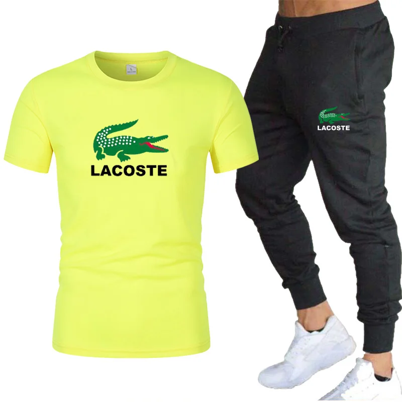 

2 PcsSet Men Tracksuit Sports Suit Brand Clothing Fashion t-shirts+Sports Pants Gym Fitness badminton Sports Jogging Men's Set