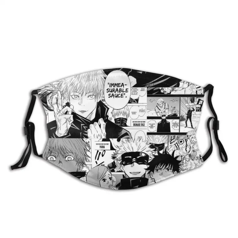 

Anime Jujutsu Kaisen Breathable Face Mask Unisex Satoru Gojou Yuji Itadori Mask with Filters Anti Dust Respirator Mouth-Muffle