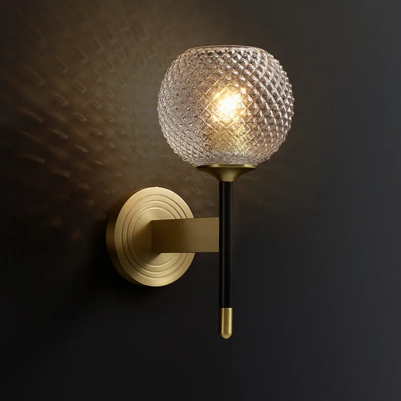 

Postmodern Luxury Copper Wall Lamp Living Room Dining Room TV Background Wall Lamp American Designer Bedroom Bedside Lamp