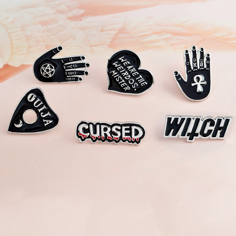 Эмалированная булавка Dark witch заколки и броши в виде черного сердца стиле панк для