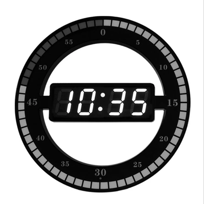 

3D светодиодный цифровые настенные часы электронные ночного неба круглые настенными часы автоматически подстраиваются под Яркость настоль...