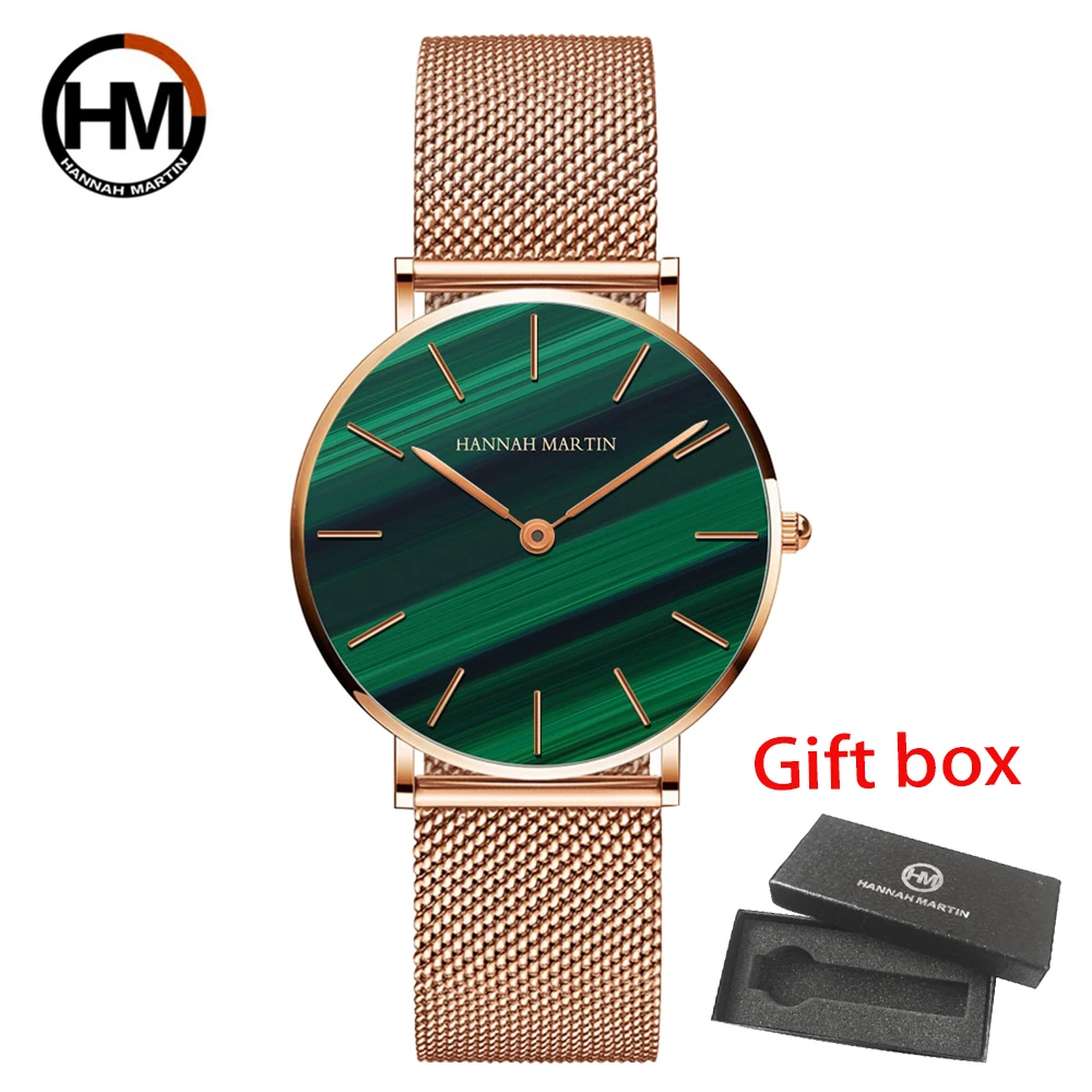 

Hannah Martin Luxury Rose Gold Watch Japan Quartz Movement Women Watches Top Brand Ladies Casual Women's Wristwatch Reloj Mujer