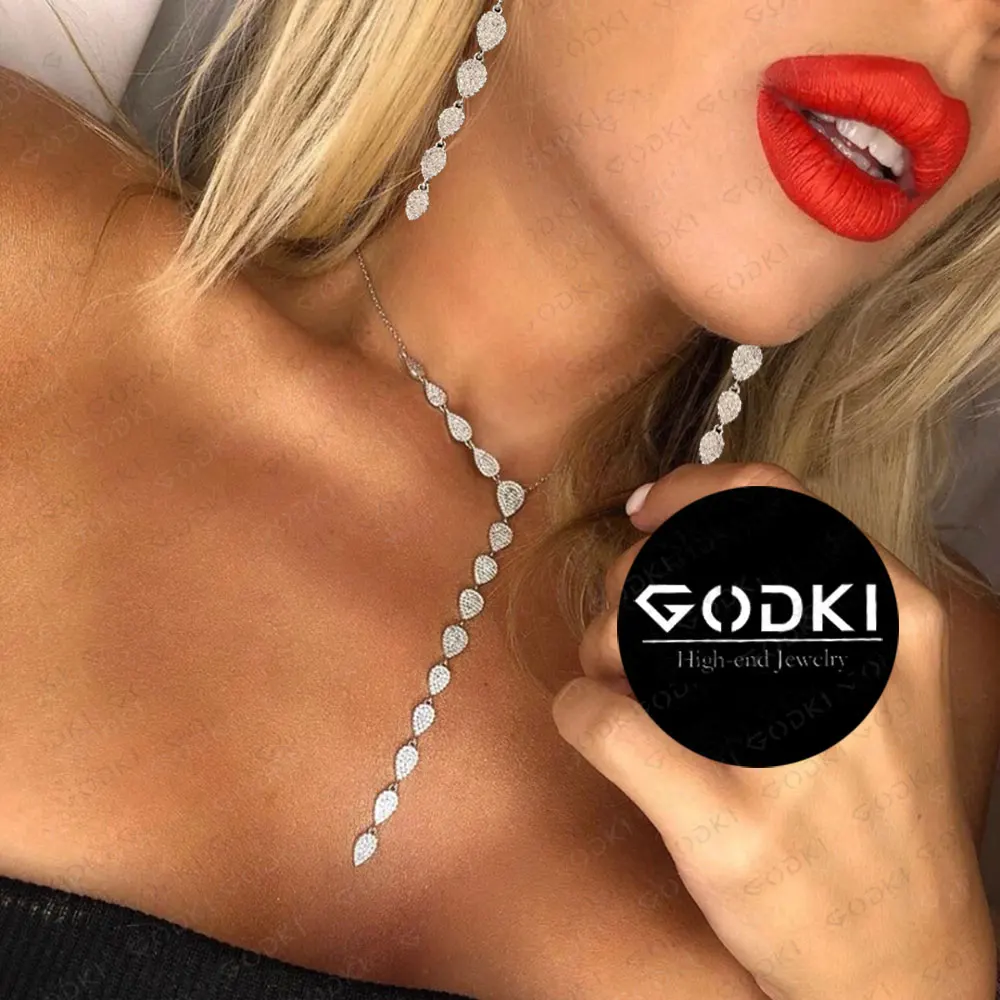 

GODKI Luxury Necklace Earring Sets Jewelry Set for Women Wedding Waterdrop Cubic Zirconia Pave Dubai Jewelry Sets Spring 2020