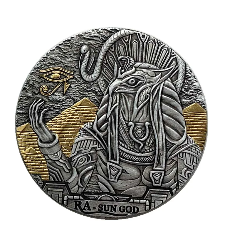 Древняя египетская мифология Ra Sun God сувенир подарок позолоченная Коллекционная