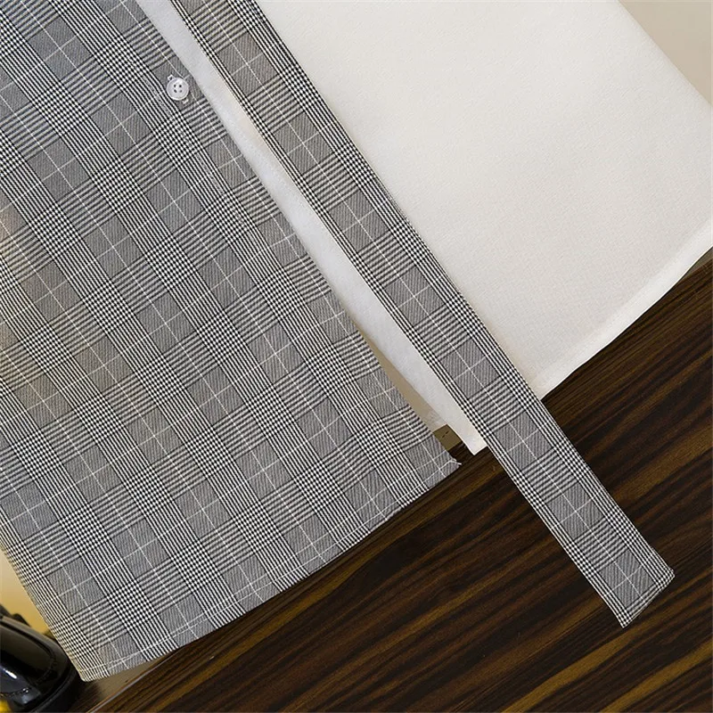 Женское платье рубашка в клетку с поясом размеры до 4XL|Женские платья| |